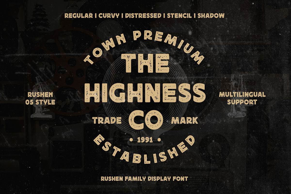 Rushen - Vintage Inspired, a Sans Serif Font by Arterfak Project (Photo 3 of 13)