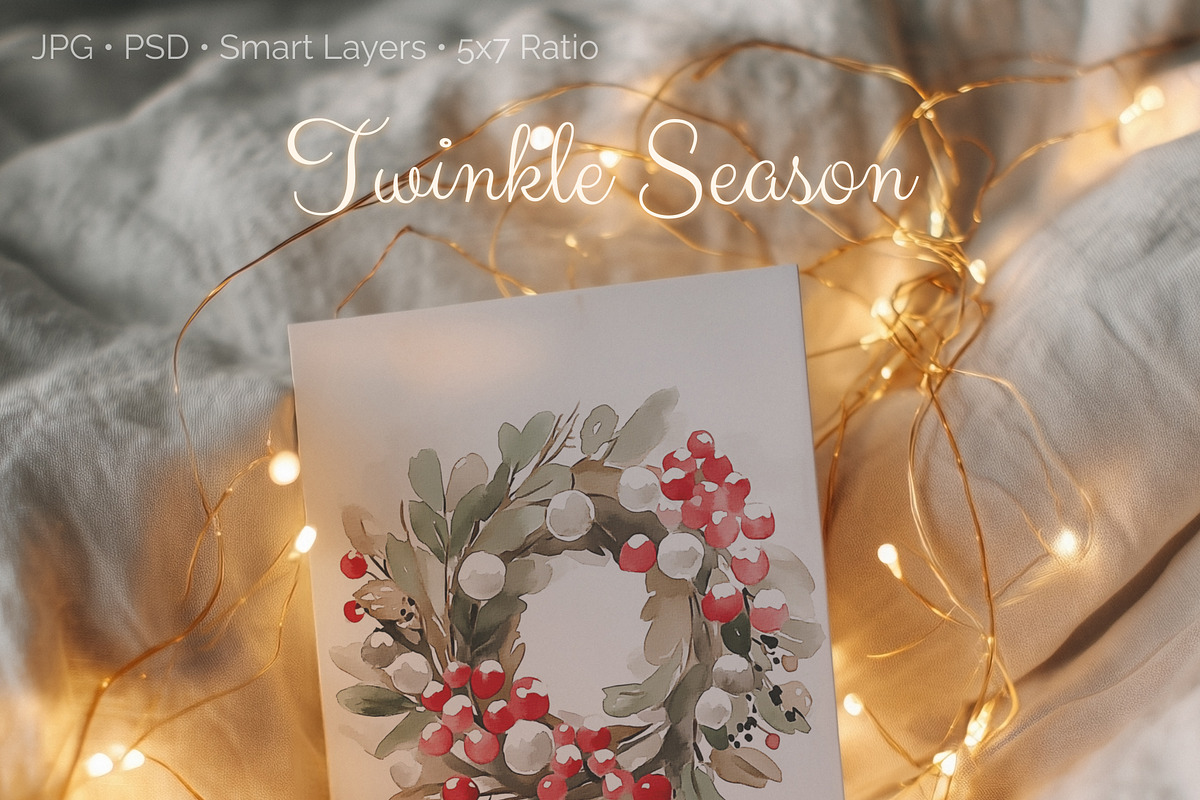Twinkle Season Christmas Card Mockup, a Product Mockup by NikiArts (Photo 2 of 9)