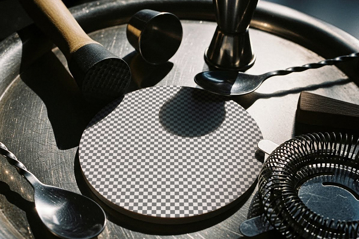 Round Bar Coaster Mockup, a Product Mockup by Designer Dude (Photo 2 of 2)