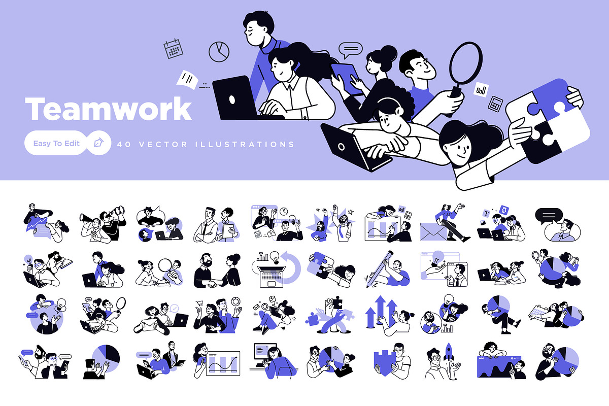 Teamwork, a Person Illustration by PureSolution (Photo 1 of 6)