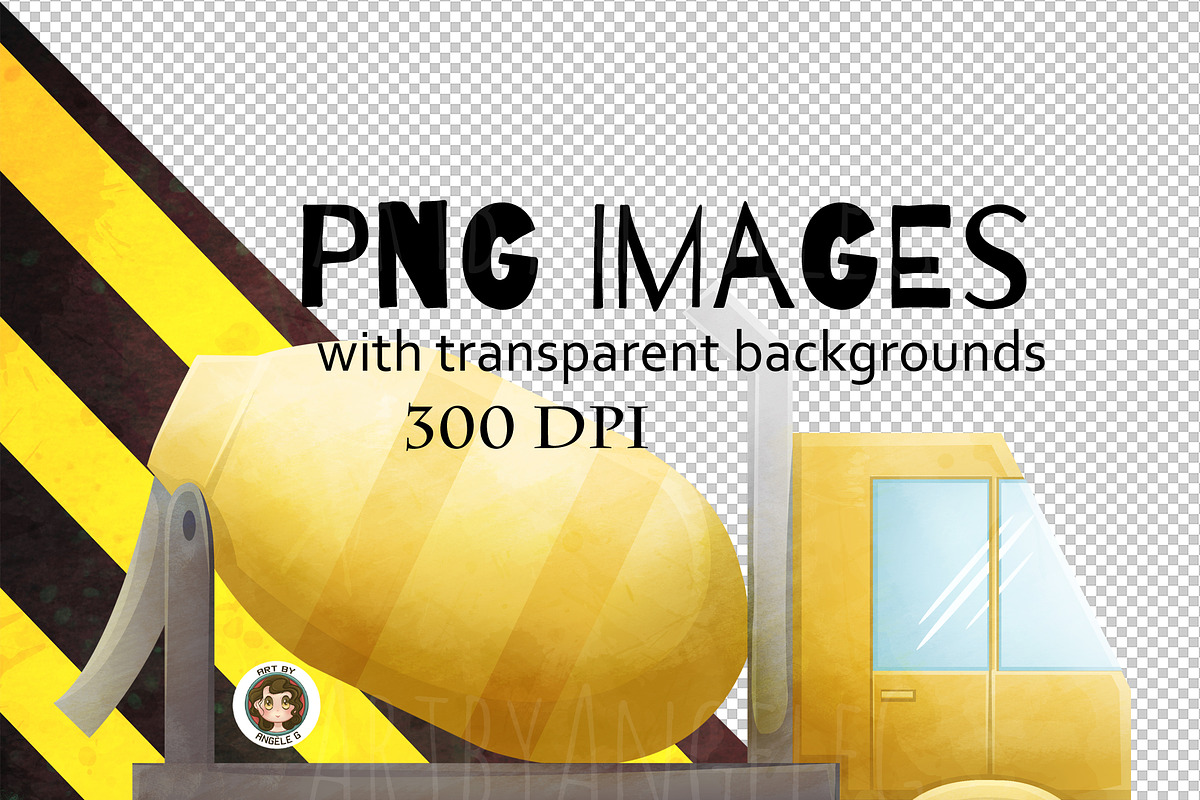 Construction Vehicle png clipart Set, a Person Illustration by Art by Angele G (Photo 4 of 7)