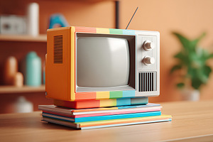 VHS tape rests on modern flat-screen in nostalgic living room setting, a Photo by AlyaAnd