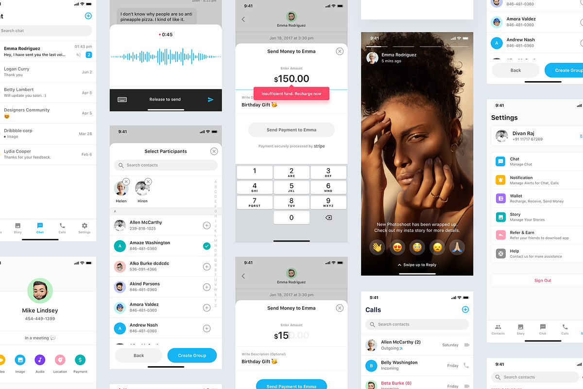 Chat App - Light & Dark Mode, an UI Kit Template by Divanraj (Photo 1 of 5)