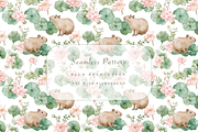 Capybaras Pattern, an Animal Illustration by Pati Charm Studio (Thumbnail 1 of 7)