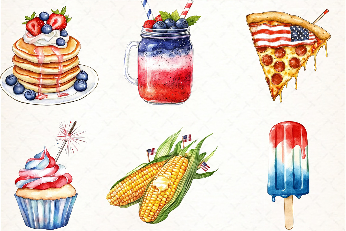 4th of July Fast Food Sublimation, an Illustration by Watercolor design (Photo 2 of 4)
