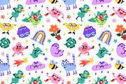 Funny doodle icons set, backgrounds, an Object Illustration by PaperTrident (Thumbnail 10 of 10)