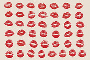 50 Red Lipstick Kiss Prints Clipart, an Object Graphic by Kokoshka (Thumbnail 3 of 4)