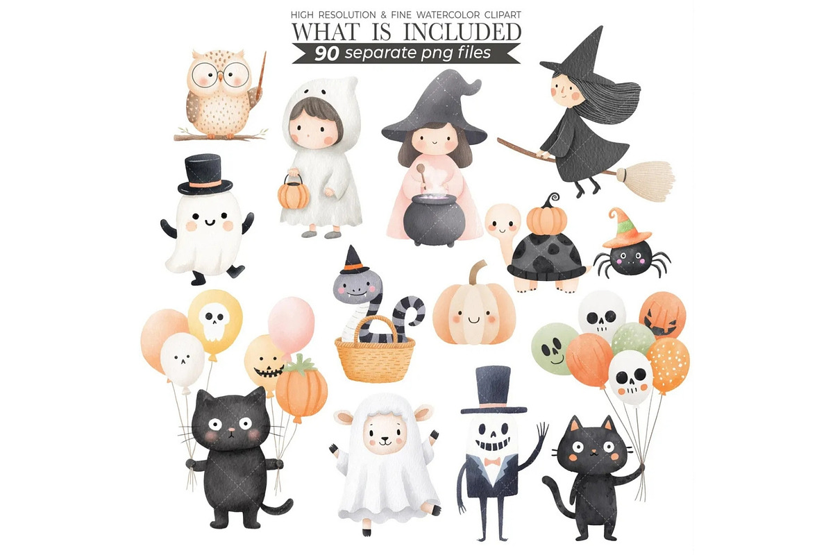 Cute Halloween Clipart - LittleBoo, an Illustration by CharmClipart (Photo 5 of 10)