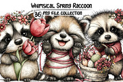 Whimsical Spring Raccoon Clipart, an Illustration by Dream Creation (Thumbnail 1 of 6)