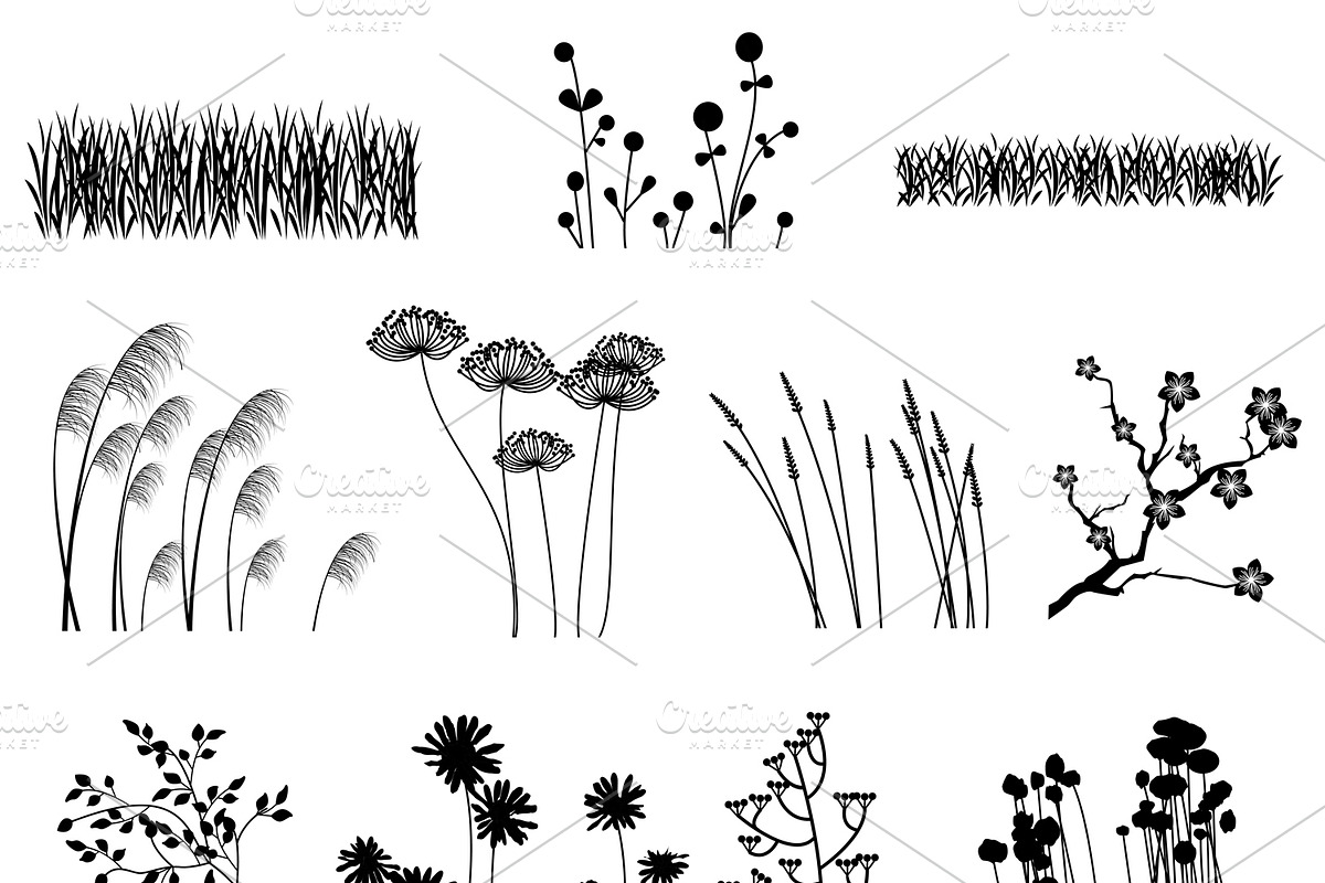 Flower Silhouettes 1 Vectors/Clipart, an Illustration by PinkPueblo (Photo 2 of 2)