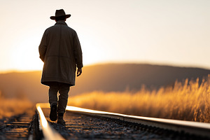 Man in a coat and hat walking along, a Person Photo by MistyDay