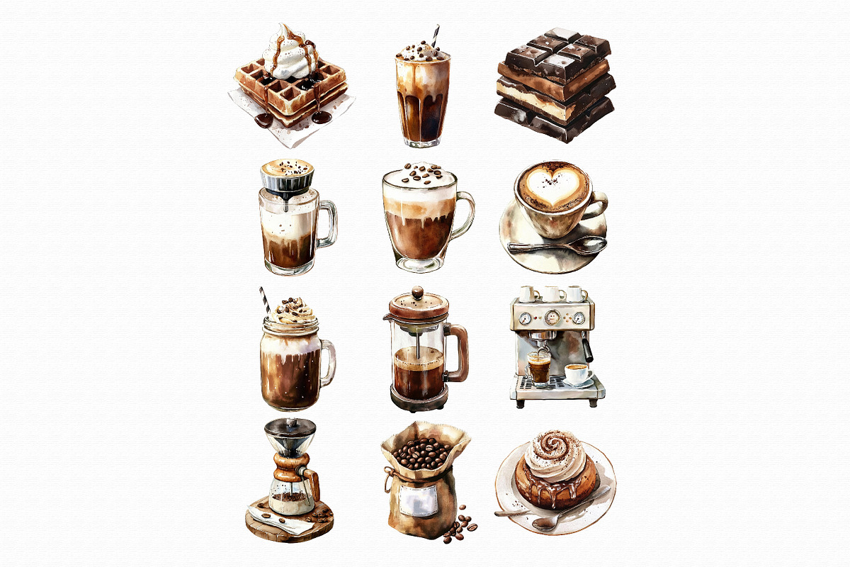Watercolor Сoffee clipart, an Illustration by Libby Wishes (Photo 3 of 3)