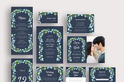 Greenery Foliage Frame on Blue, an Invitation Template by Inkpower (Thumbnail 1 of 7)