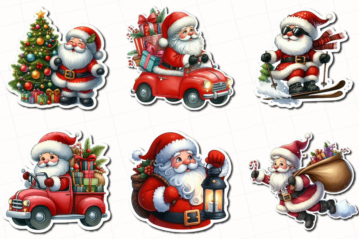 Christmas Santa Claus Sticker Clipar, an Illustration by OK Design (Photo 5 of 5)