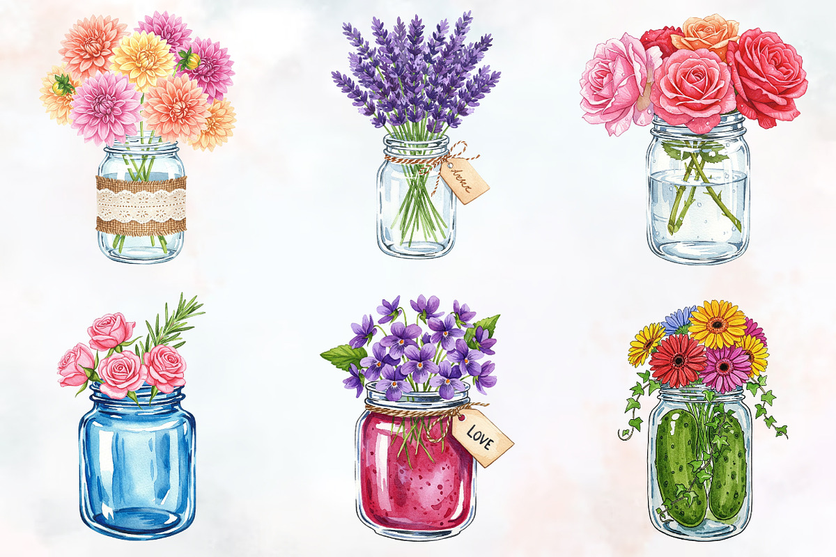 Flowers in Jar Sublimation Clipart, an Illustration by RobertsArt (Photo 7 of 7)