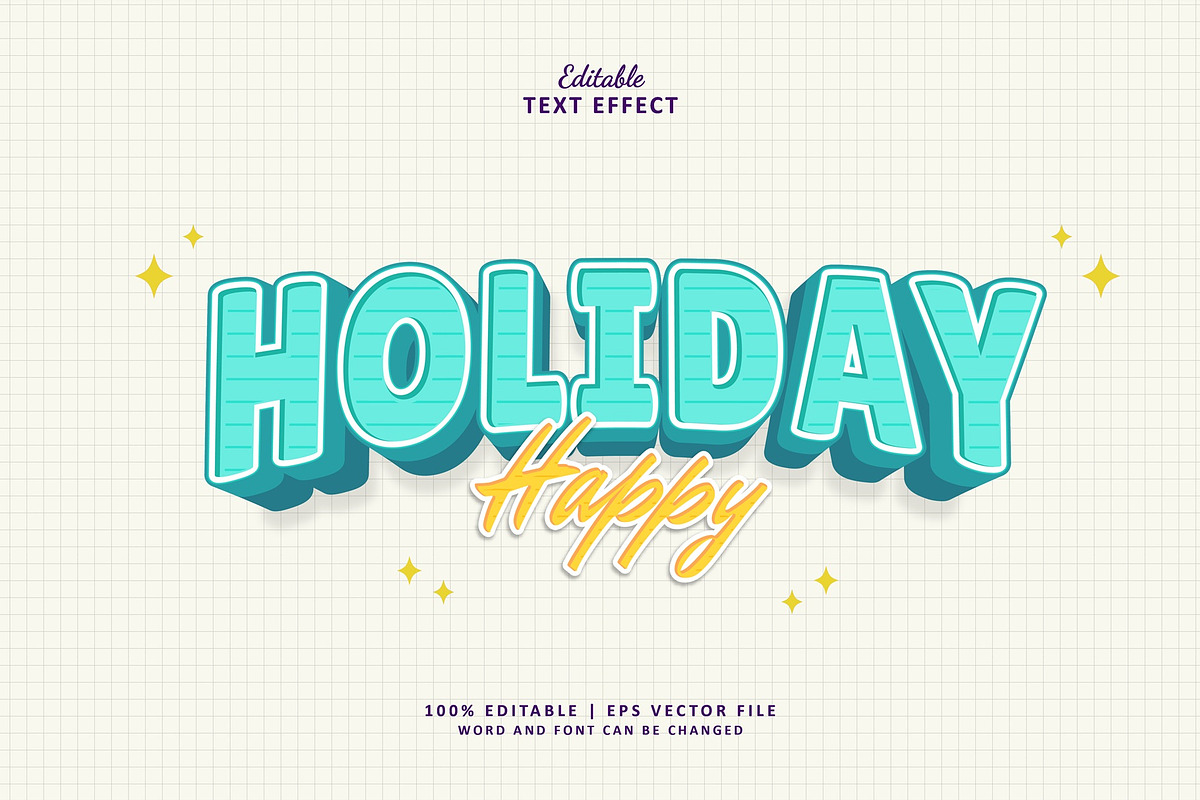 Text Effect Happy Holiday, a Layer Style Add-On by Navy Graphic (Photo 1 of 2)