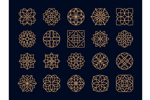 Art deco flowers, floral ornaments, a Decorative Illustration by Vector Tradition