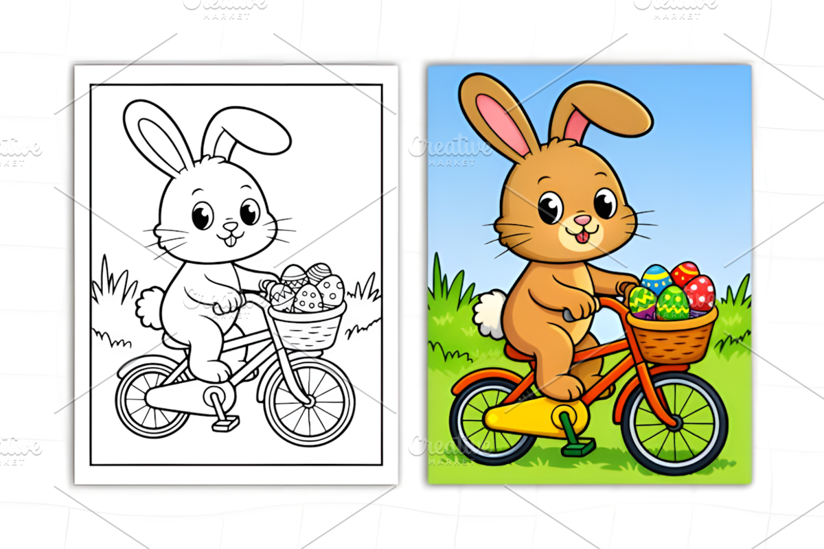 Bunny Basket Coloring Book For Kids, an Animal Illustration by Design Station (Photo 8 of 8)
