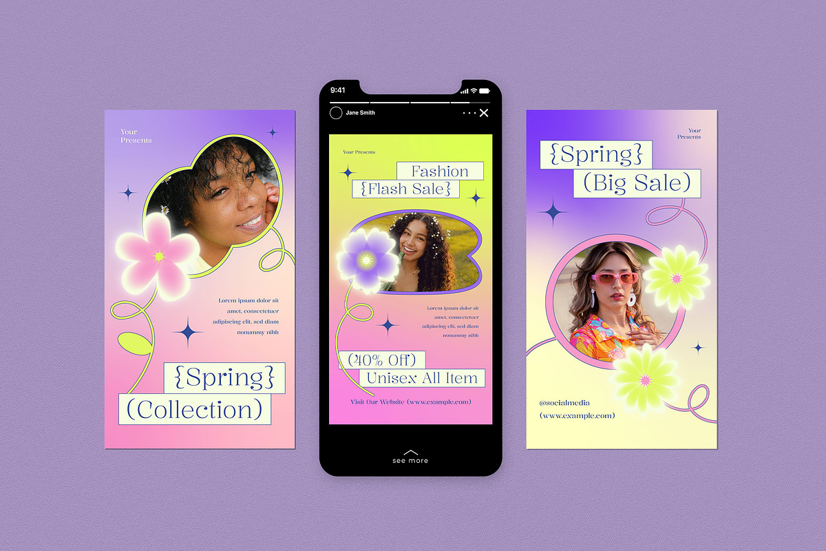 Purple Spring Fashion Instagram Pack, a Social Media Template by graphicook (Photo 5 of 6)