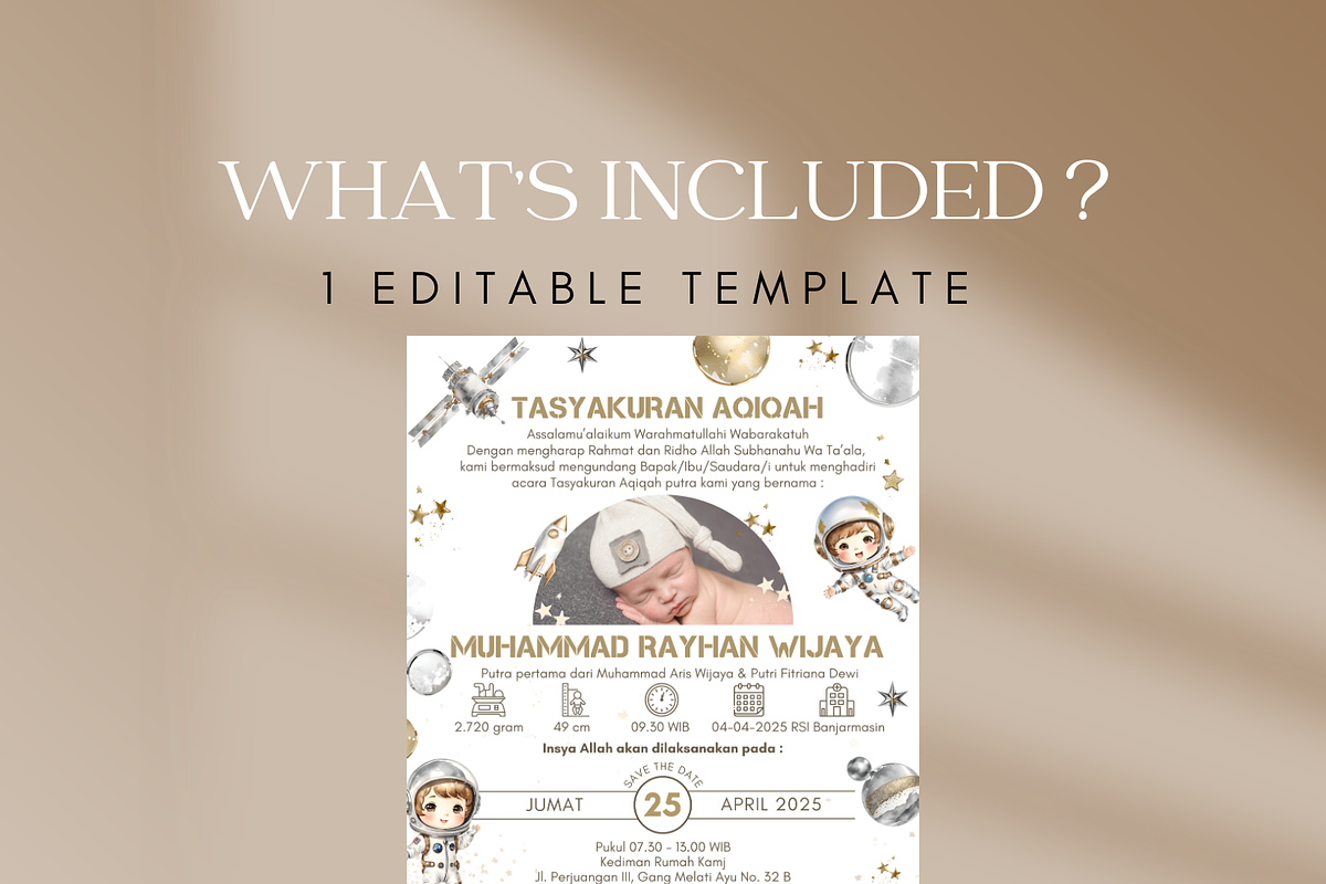 Editable Astronaut Invitation Canva, an Invitation Template by Blooming Daisy (Photo 2 of 4)