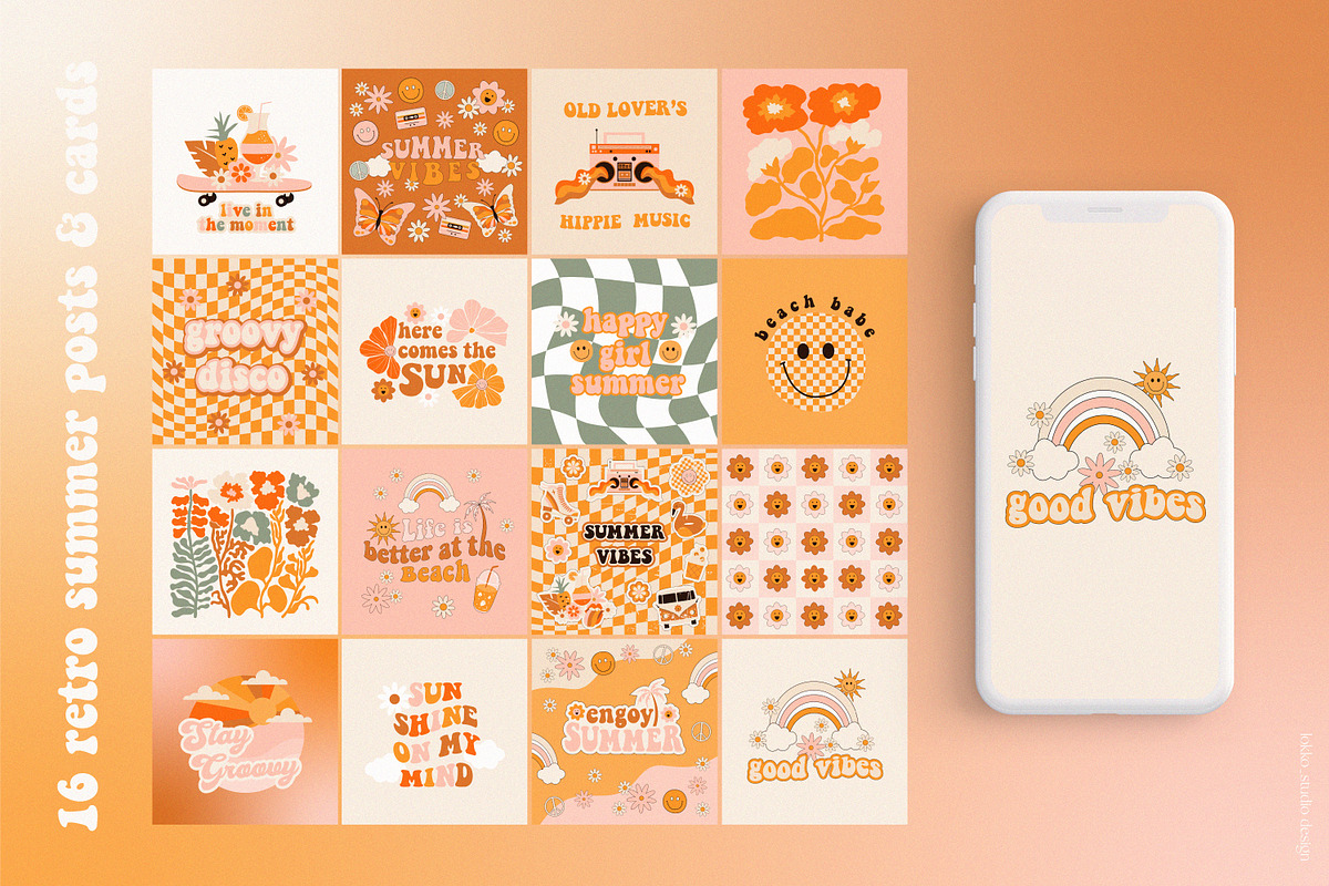 Groovy Retro - Summer collection 70s, a Seasonal Illustration by lokko ...