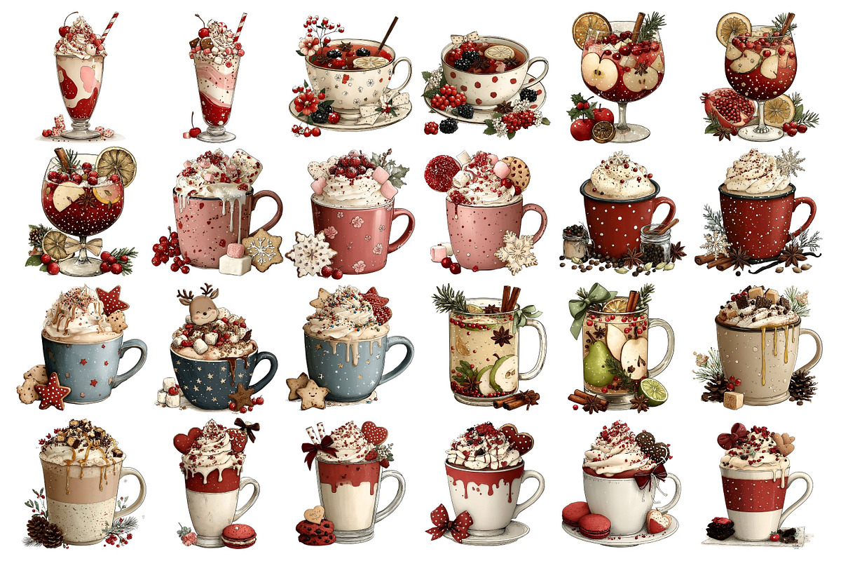 Christmas Hot Drinks Clipart, a Food Illustration by Nicolle's Colorful Art (Photo 2 of 5)