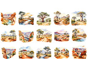 watercolor miniature landscape PNG, a Seasonal Illustration by Bubert Art (Thumbnail 5 of 10)