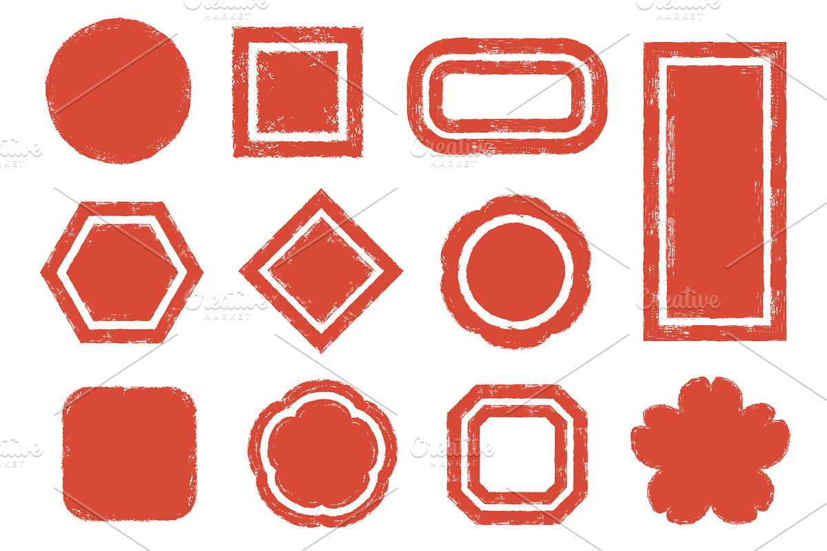 Japanese style stamp frames, an Object Illustration by winwin.art