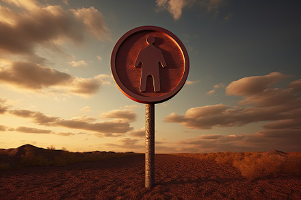 Traffic sign of a man in the desert., a Photo by Iftikhar Alam
