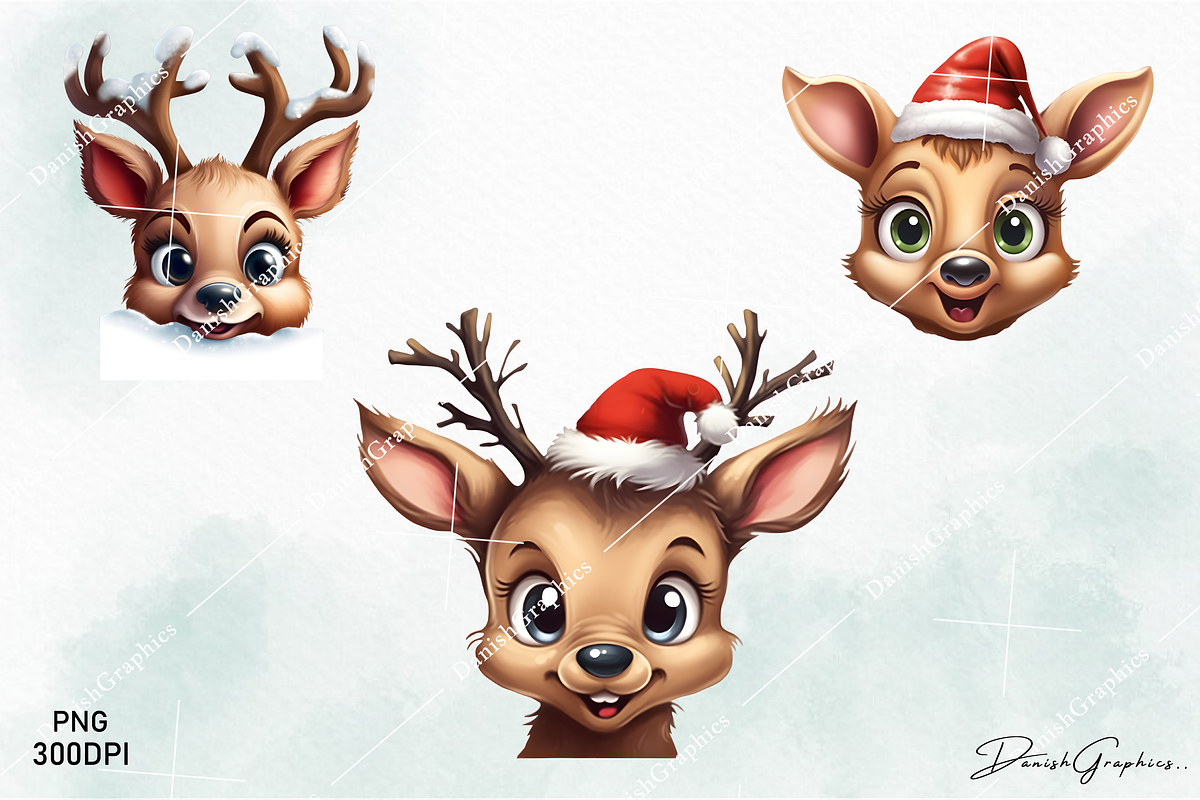 Funny Christmas Peeking Reindeer Png, an Animal Illustration by danishgraphics (Photo 6 of 7)