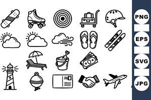 Travel Adventure Icon Set, an Illustration by designvectx