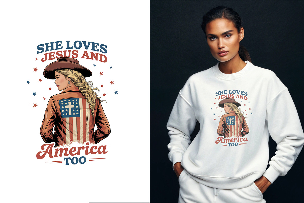 She Loves Jesus and America Too PNG, an Object Illustration by Unique Design Team (Photo 2 of 5)