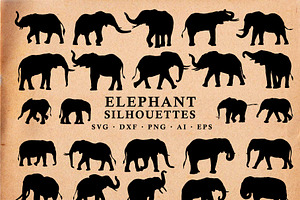 Elephant Silhouettes in Vector, an Animal Illustration by Seaquint