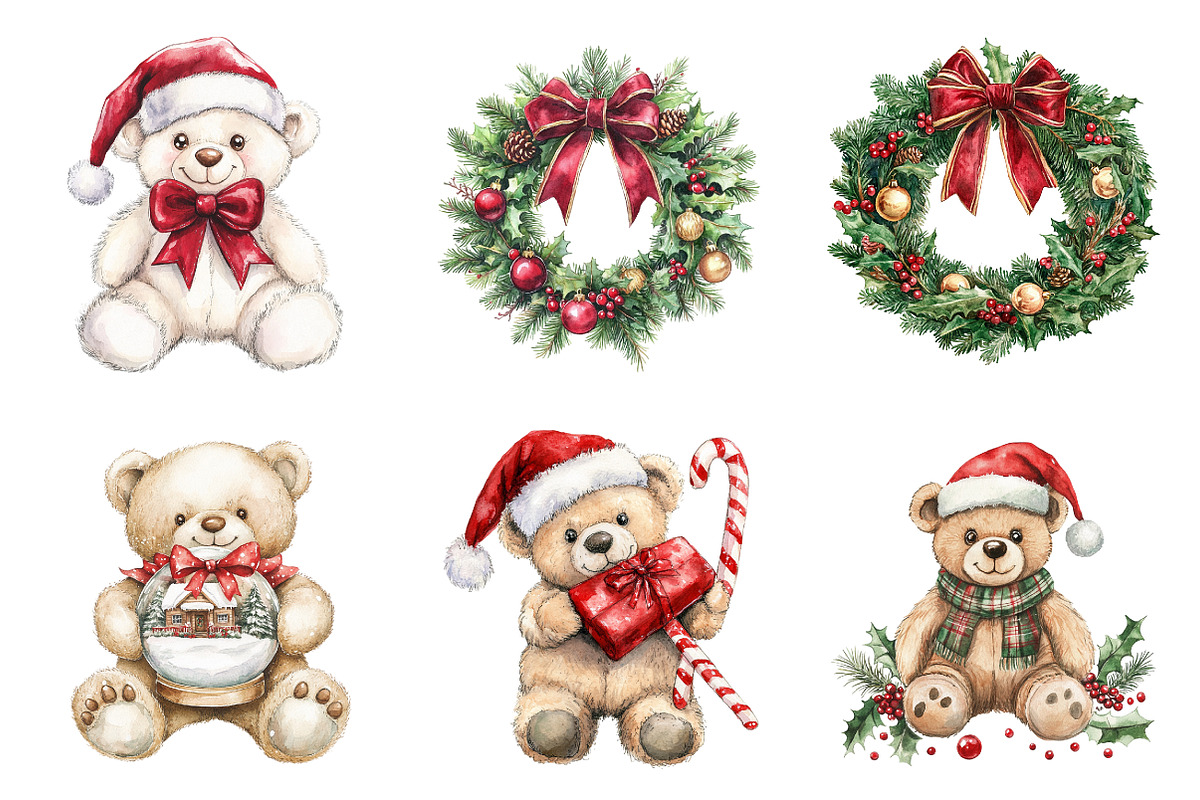 Watercolor Christmas Clipart Bundle, a Transportation Illustration by SinaCreation (Photo 3 of 6)