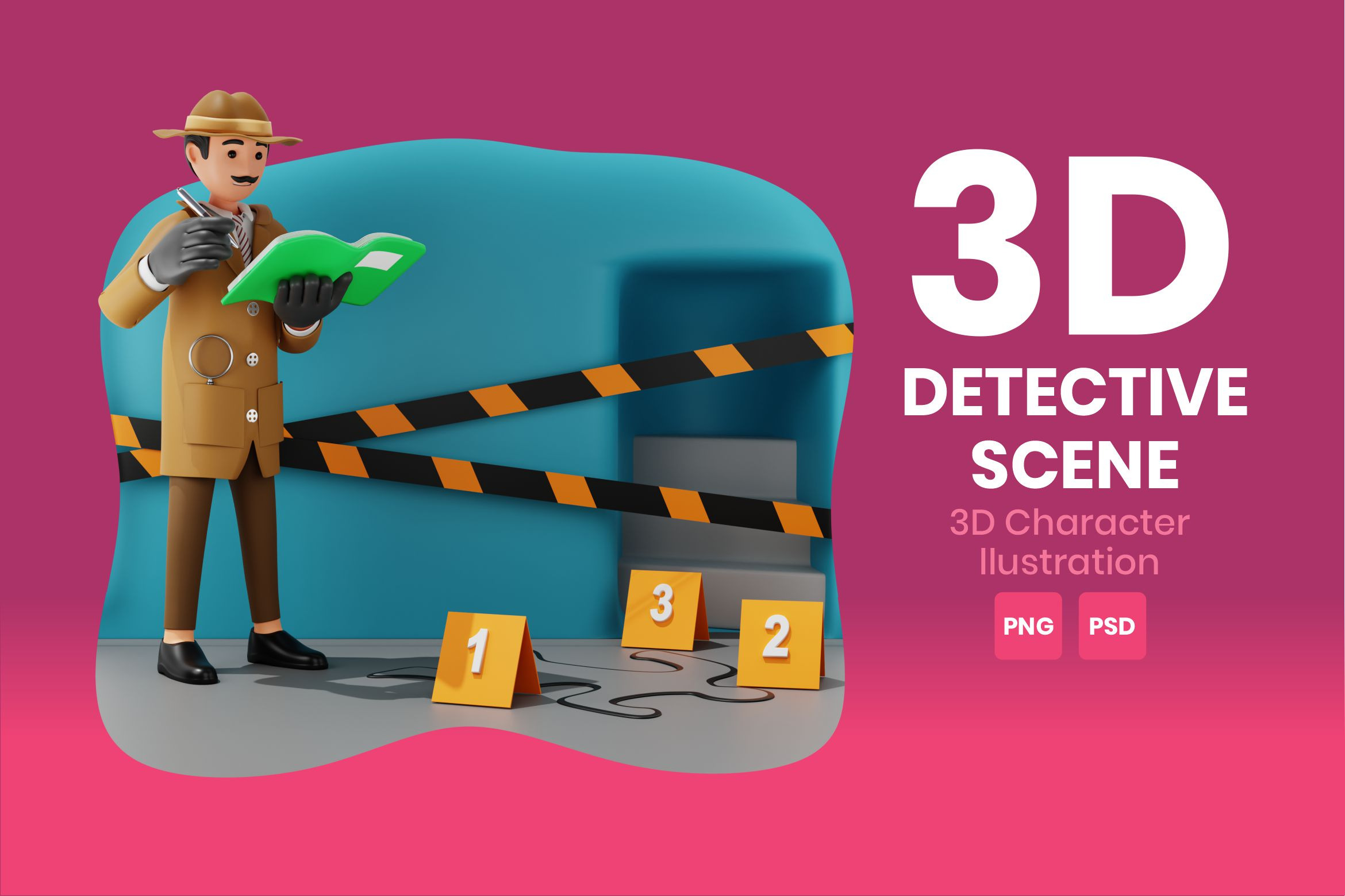 Detective Scene 3D Character | Creative Market