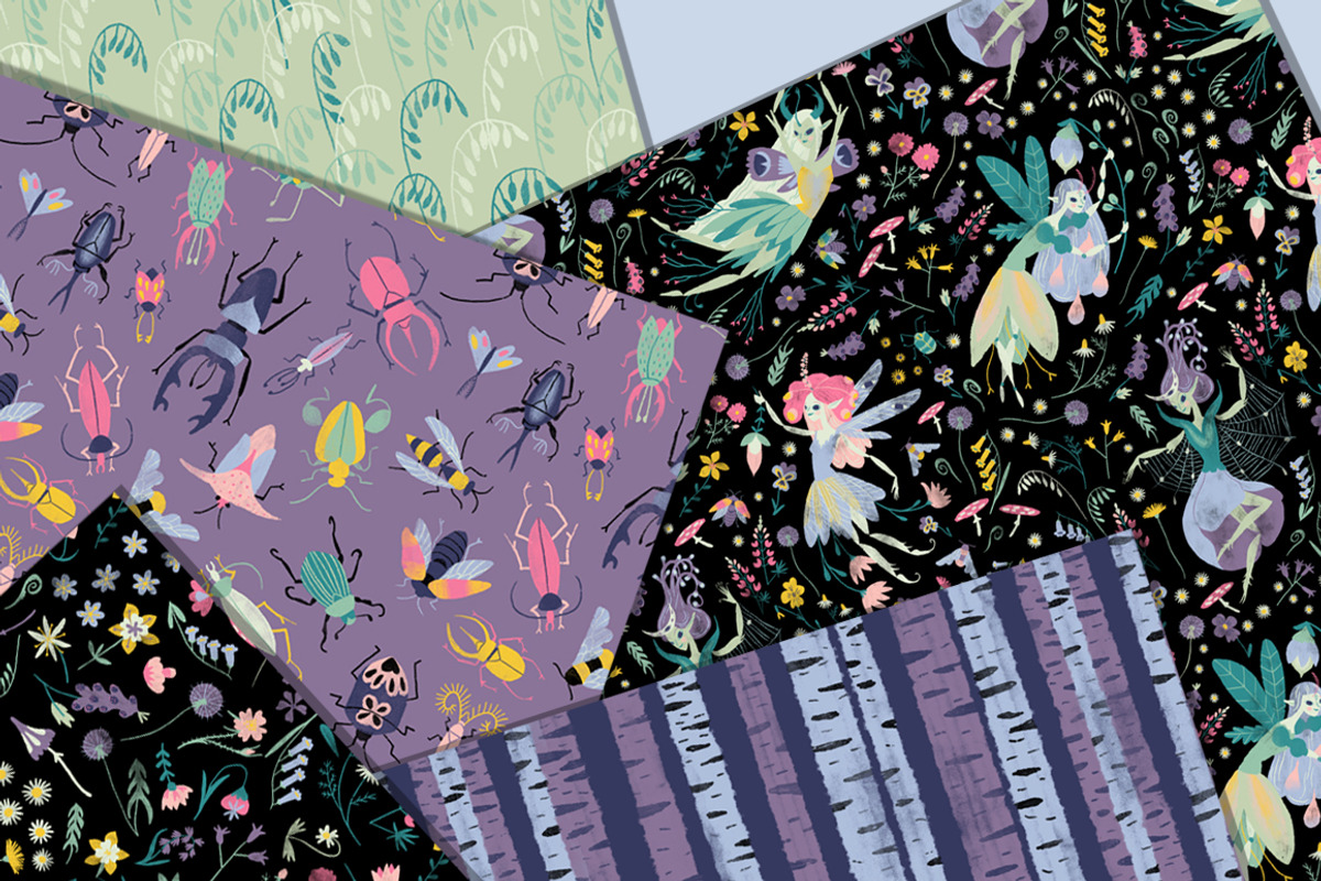 Midsummer Fairies Digital Papers, a Pattern Graphic by Lilla Bölecz (Photo 2 of 6)