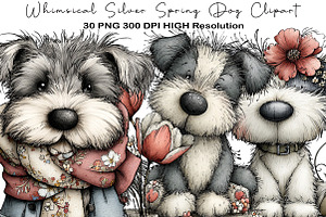 Whimsical Silver Spring Dog Clipart, an Illustration by Black Bird Studio
