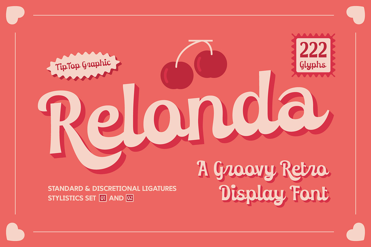 Relonda – Groovy Retro Display Font, a Script Font by Tiptop Graphic (Photo 1 of 10)