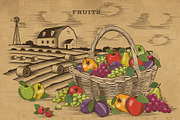 Vintage Fruits & Vegetables Baskets, an Object Graphic by ConceptCafe (Thumbnail 3 of 7)
