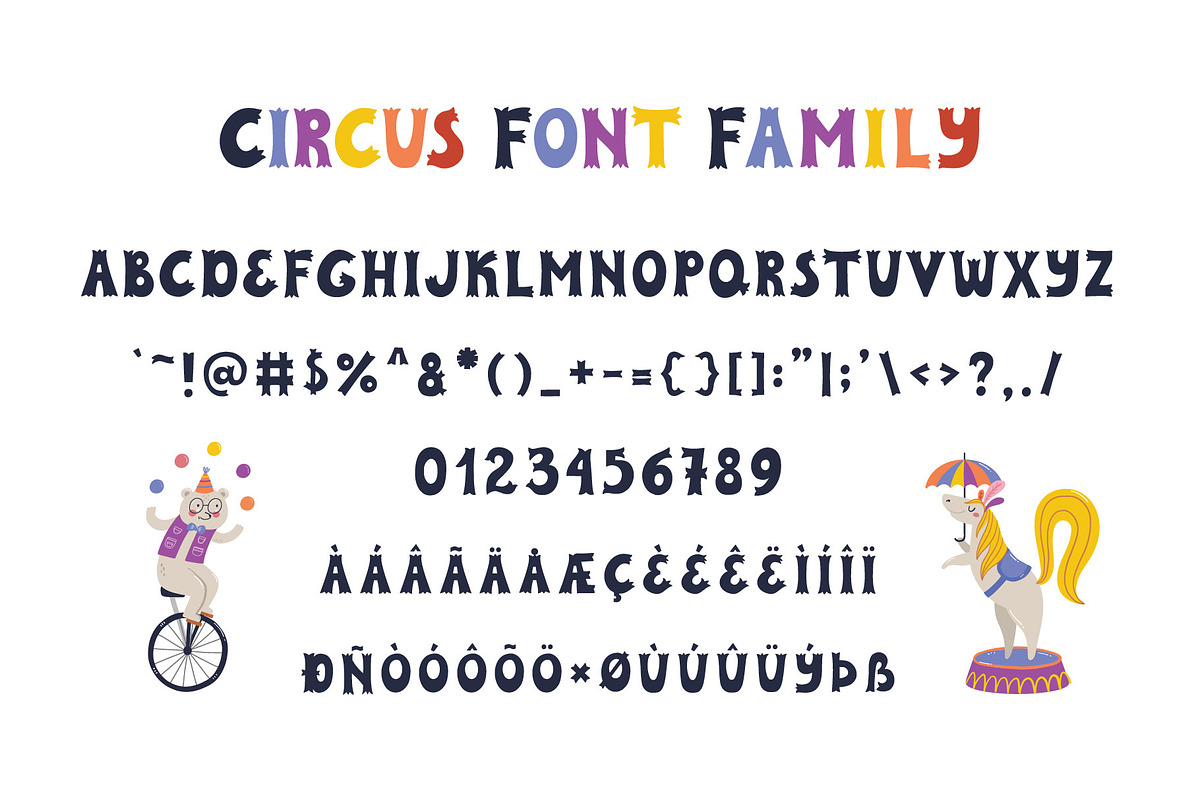 Circus font and clipart, a Font by JuliyArt (Photo 2 of 8)