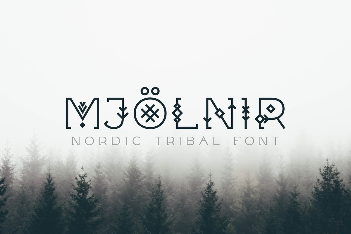 Mjölnir - Nordic Tribal Font, a Font by AndrewPixelType (Photo 1 of 9)
