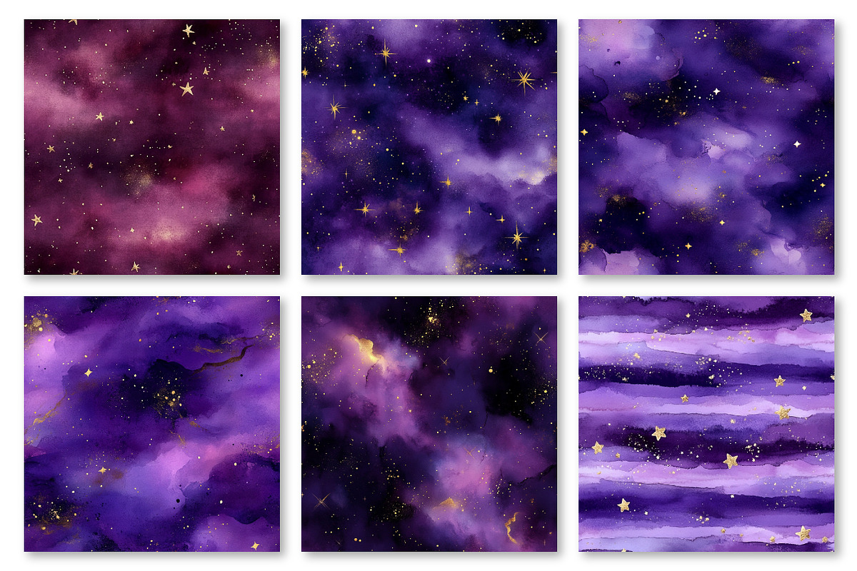 Starry Purple Skies Digital Paper, a Texture Graphic by Dream Creation (Photo 6 of 6)