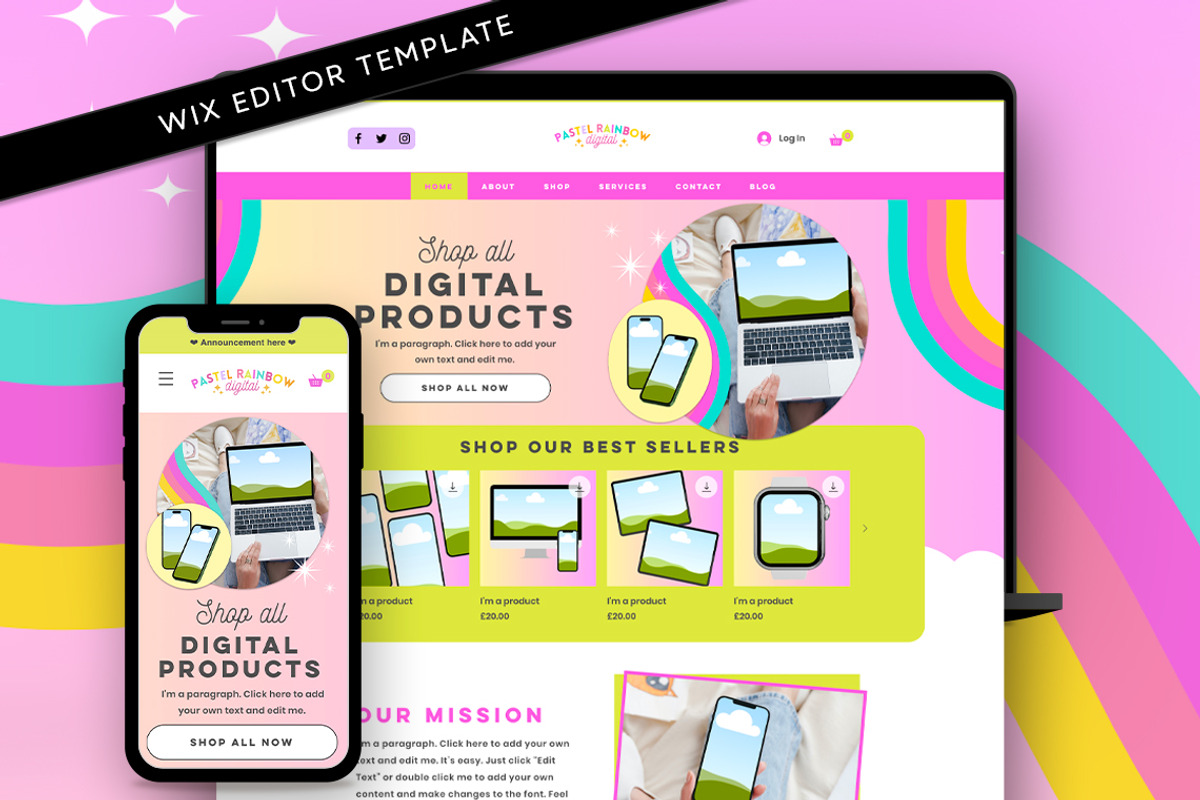 Rainbow Wix Website Template, a Wix Template by Template Twist Shop (Photo 1 of 10)