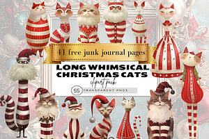 WHIMSICAL CHRISTMAS CATS CLIPART