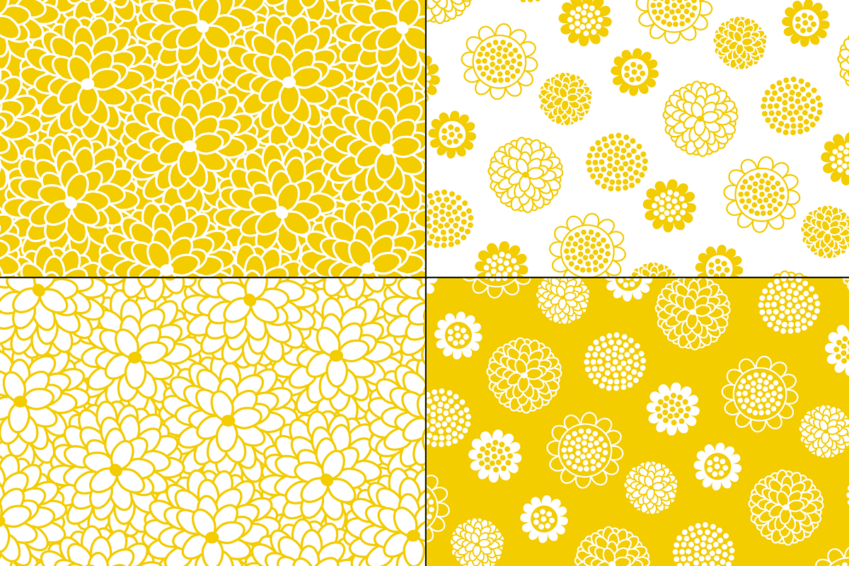 Yellow White Floral Patterns preview 3