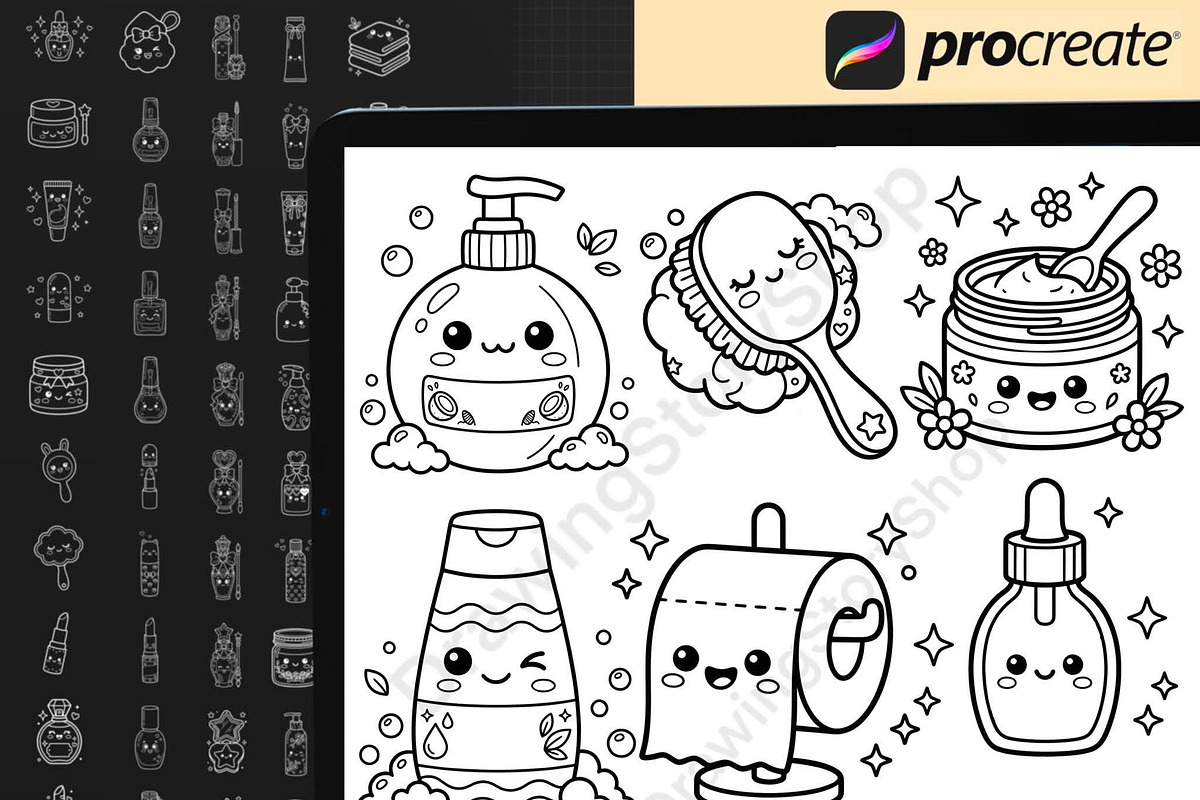 170 Kawaii Skincare Procreate Stamps, a Brush Add-On by DrawingStoryShop (Photo 4 of 6)