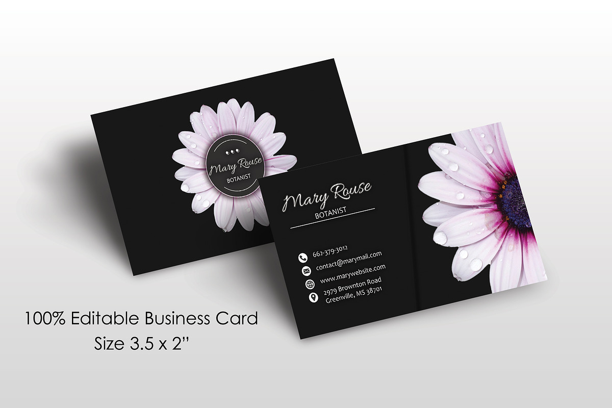 Floral Business Card, a Business Card Template by FakhiiDesigns (Photo 3 of 3)