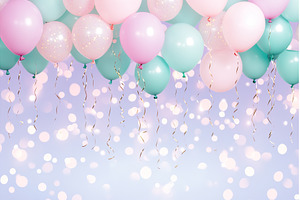 Pastel pink and mint balloons with, a Background Photo by Lermont51