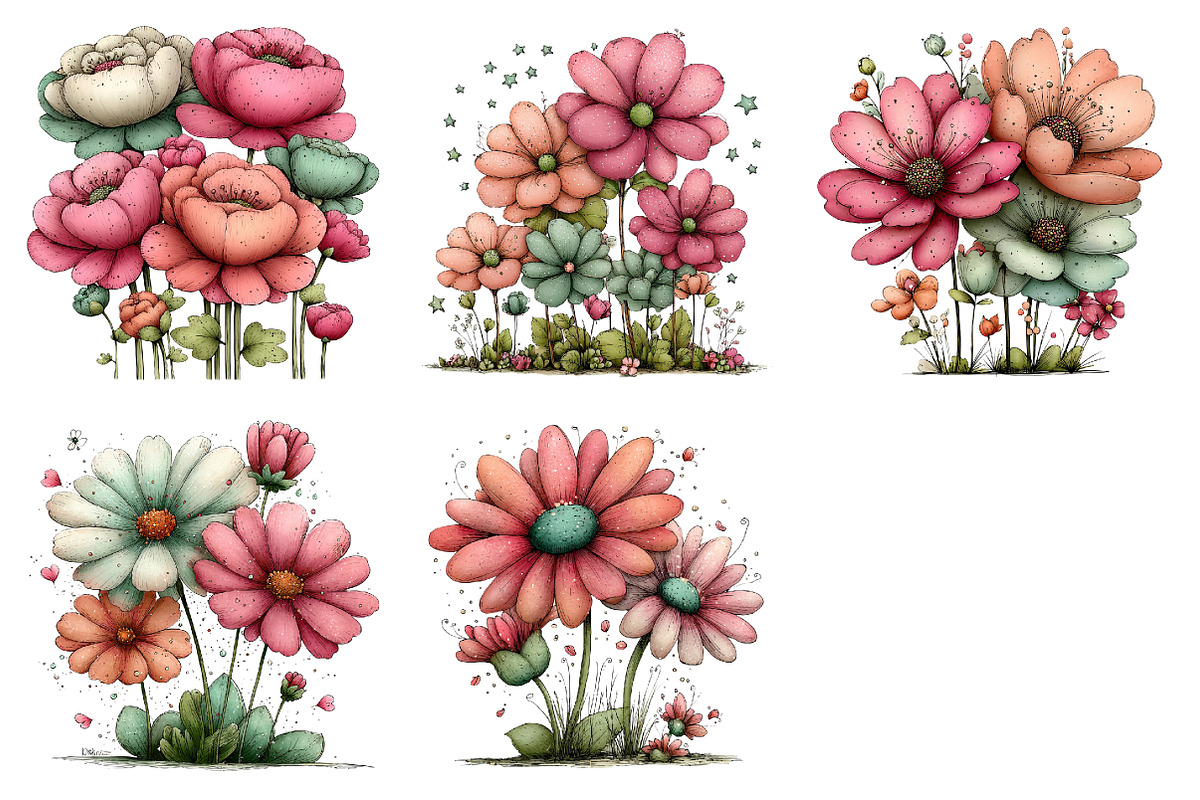 Whimsical Spring Flowres Clipart, an Illustration by Dream Creation (Photo 6 of 6)