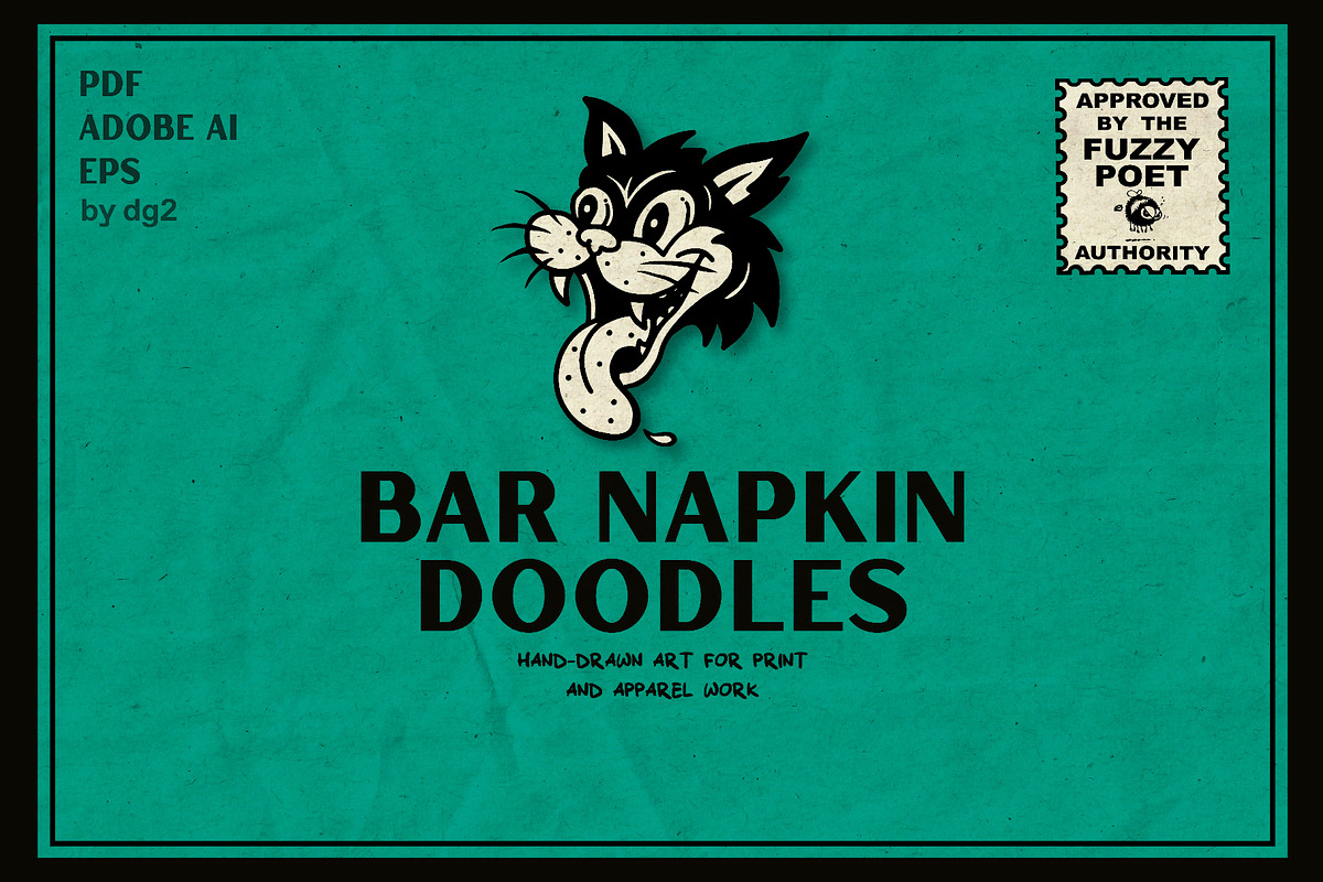 Bar Napkin Doodles – Vector Art, an Object Illustration by Fuzzy Poet by DG2 (Photo 1 of 3)